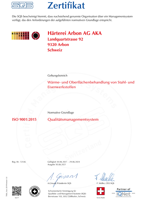 ISO 9001:2015 Qualitätsmanagementsystem